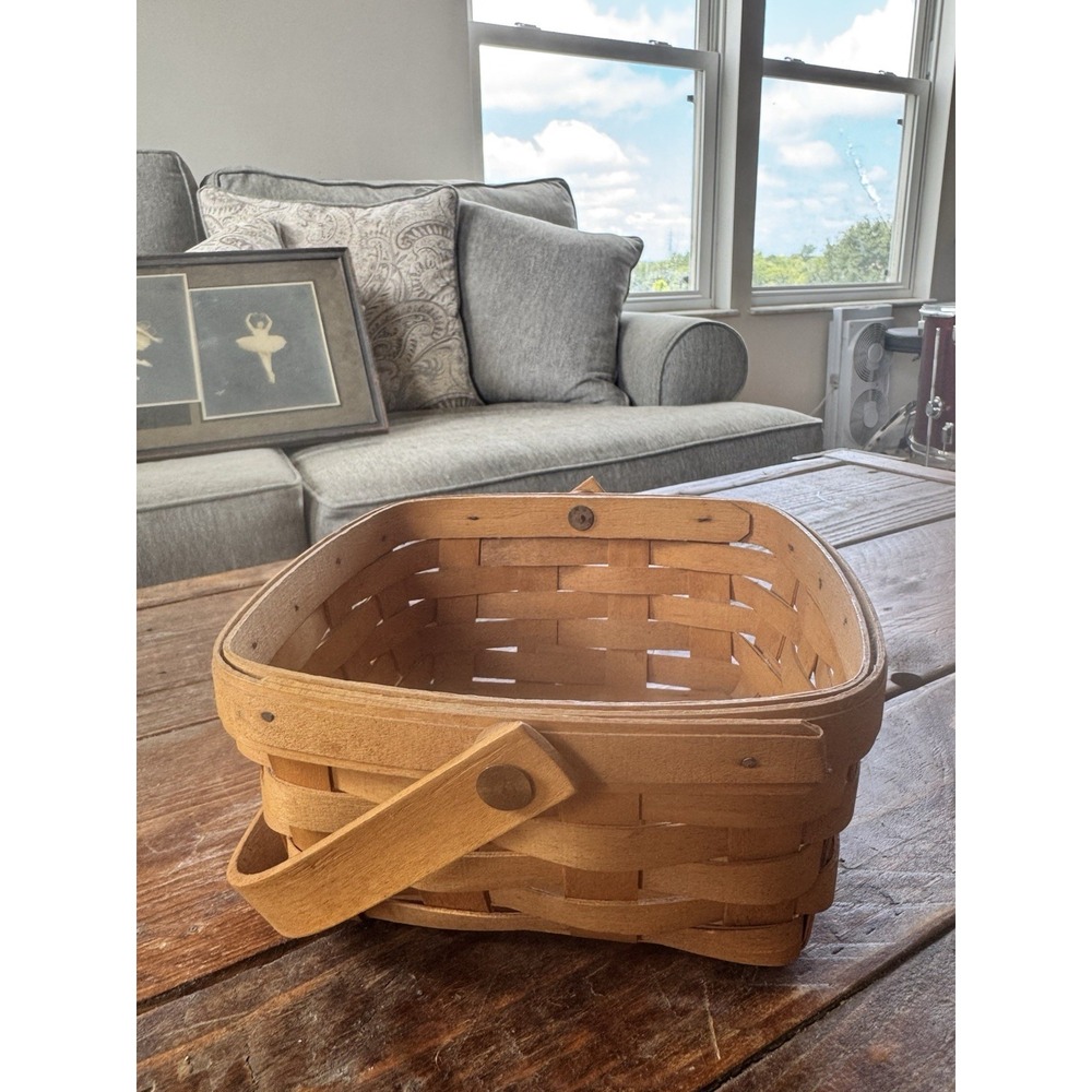 Vintage Square Longaberger Basket Storage Cottage Cute Organizer Grandma